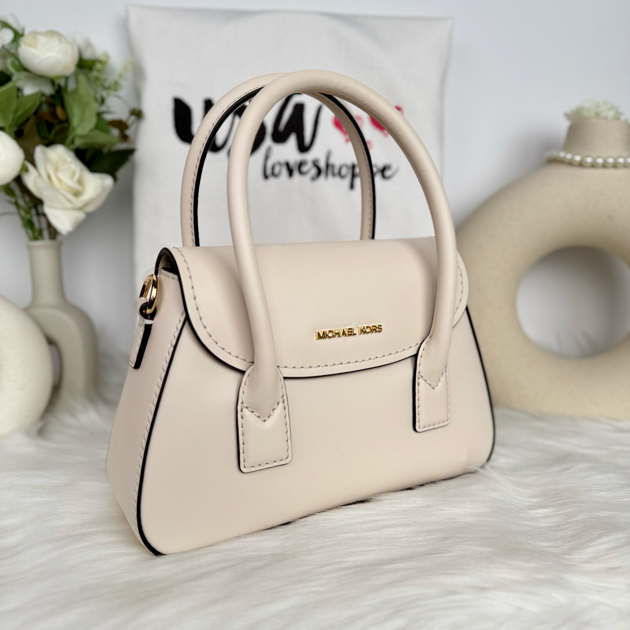 Michael Kors Katya Small Satchel Crossbody in Light Cream (35F4G30C5L)