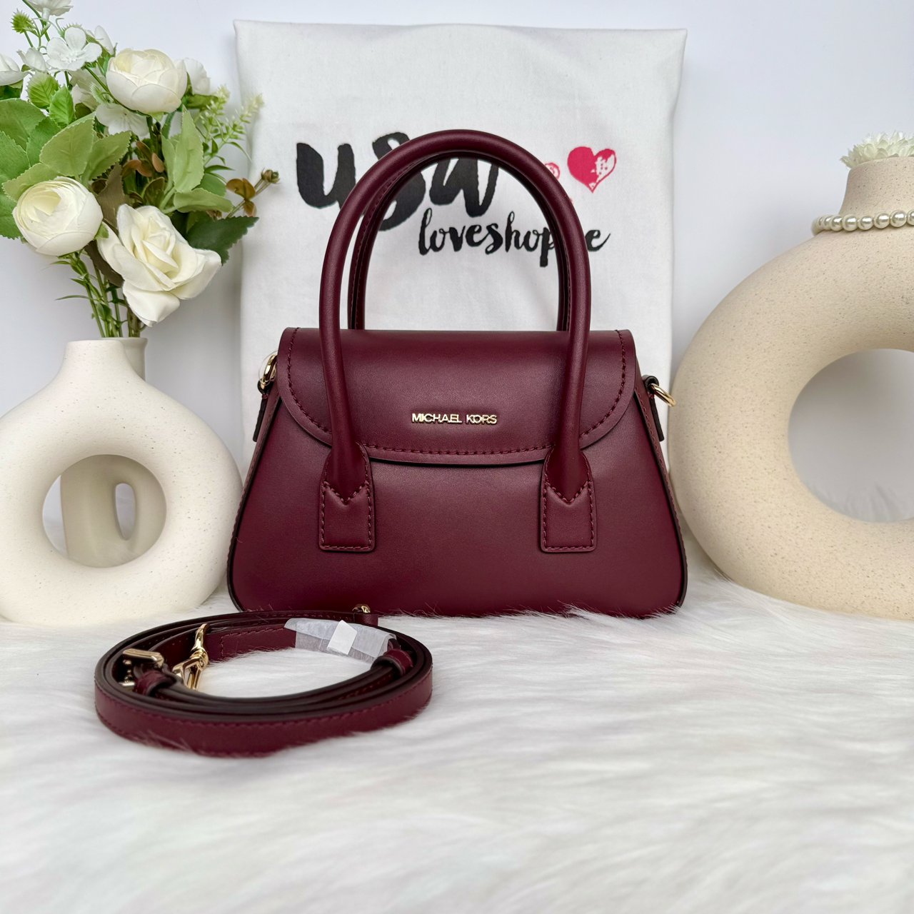 Michael Kors Katya Small Satchel Crossbody in Oxblood (35F4G30C5L)