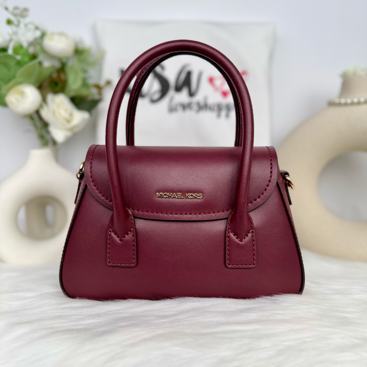 Michael Kors Bag Malaysia Michael Kors Katya Small Satchel Crossbody in Oxblood 35F4G30C5L