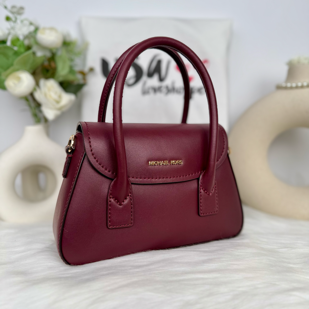 Michael Kors Katya Small Satchel Crossbody in Oxblood (35F4G30C5L)