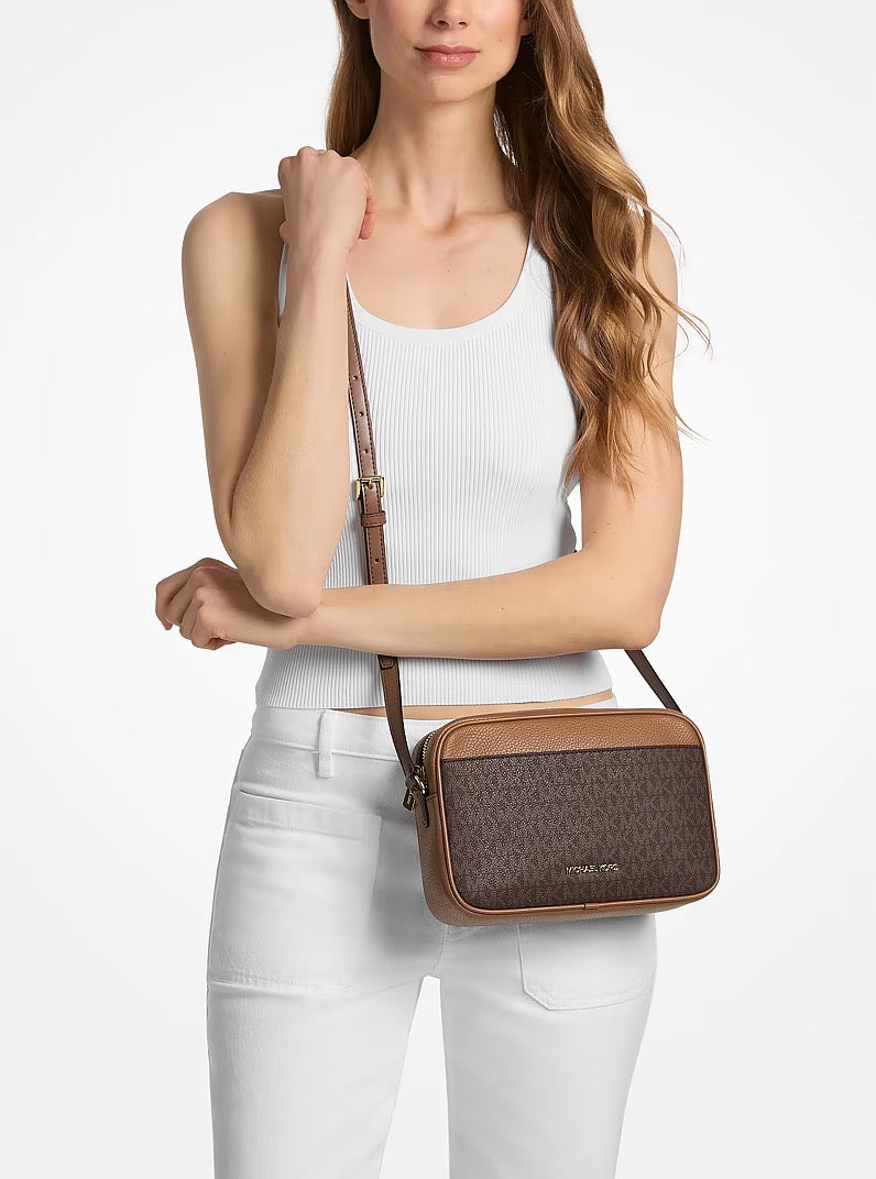 [INCOMING ETA 30 DAYS] Michael Kors Large Jet Set Travel Camera Shoulder Bag With Logo in Signature Brown (35R6GTVC7B)