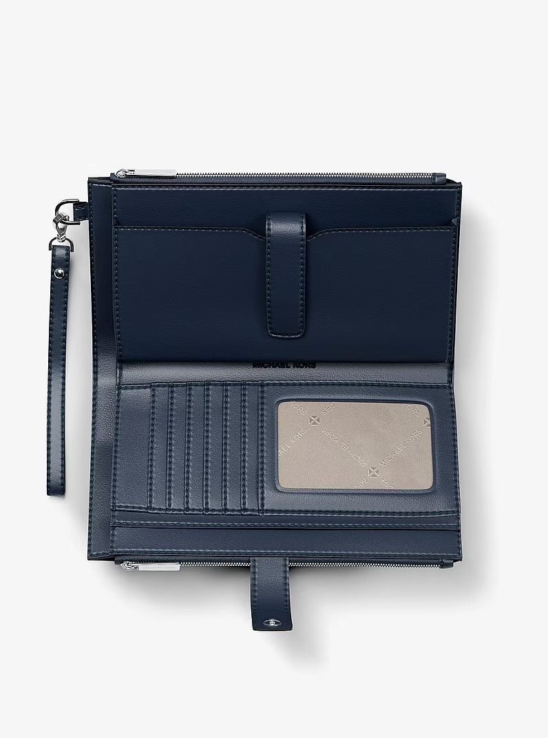 [INCOMING ETA 30 DAYS] Michael Kors Large Jet Set Travel Wristlet Bag With Printed Logo in Navy (35S6STVW9V)