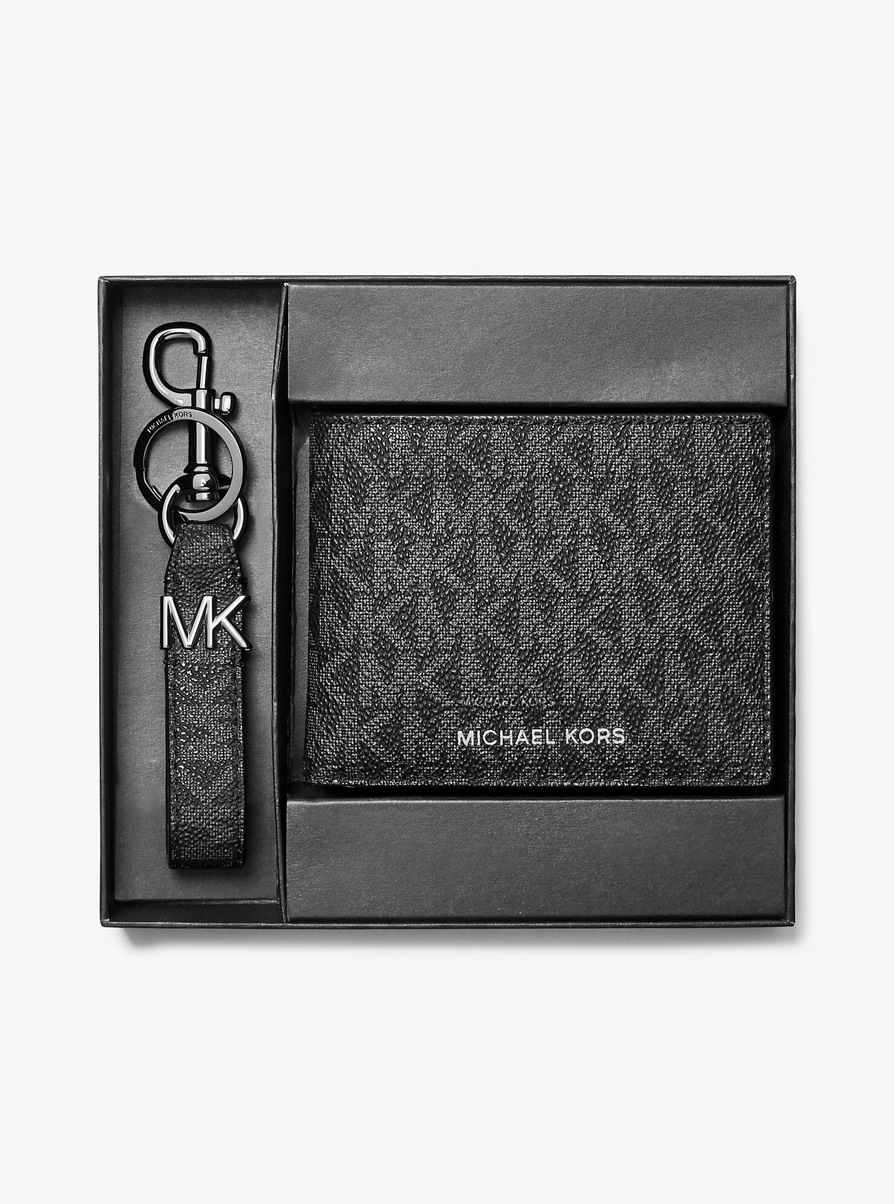 [INCOMING ETA 30 DAYS] Michael Kors Logo Wallet and Key Chain Gift Set in Signature Black (36T4LGFF1B)