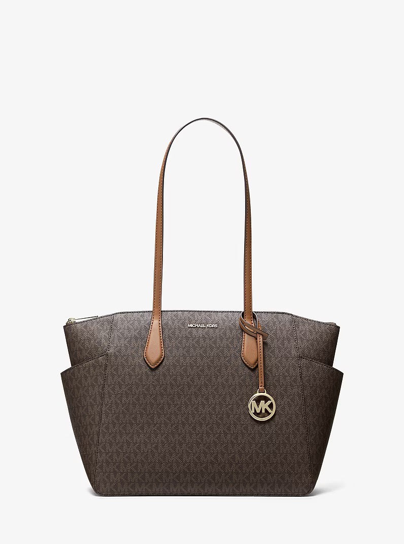 [READY STOCK MY] Michael Kors Marilyn Medium Signature Logo Tote Bag in Signature Brown (35F5G6AT2B)