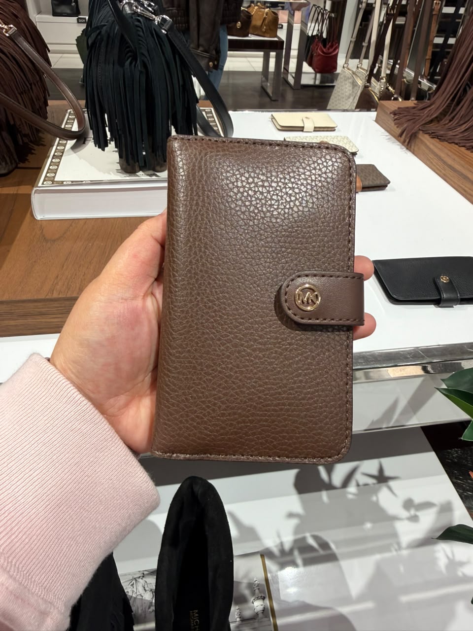 [INCOMING ETA 30 DAYS] Michael Kors Medium-sized Jet Set Travel billfold in grained leather in Nutmeg (35F6GTVF2L)