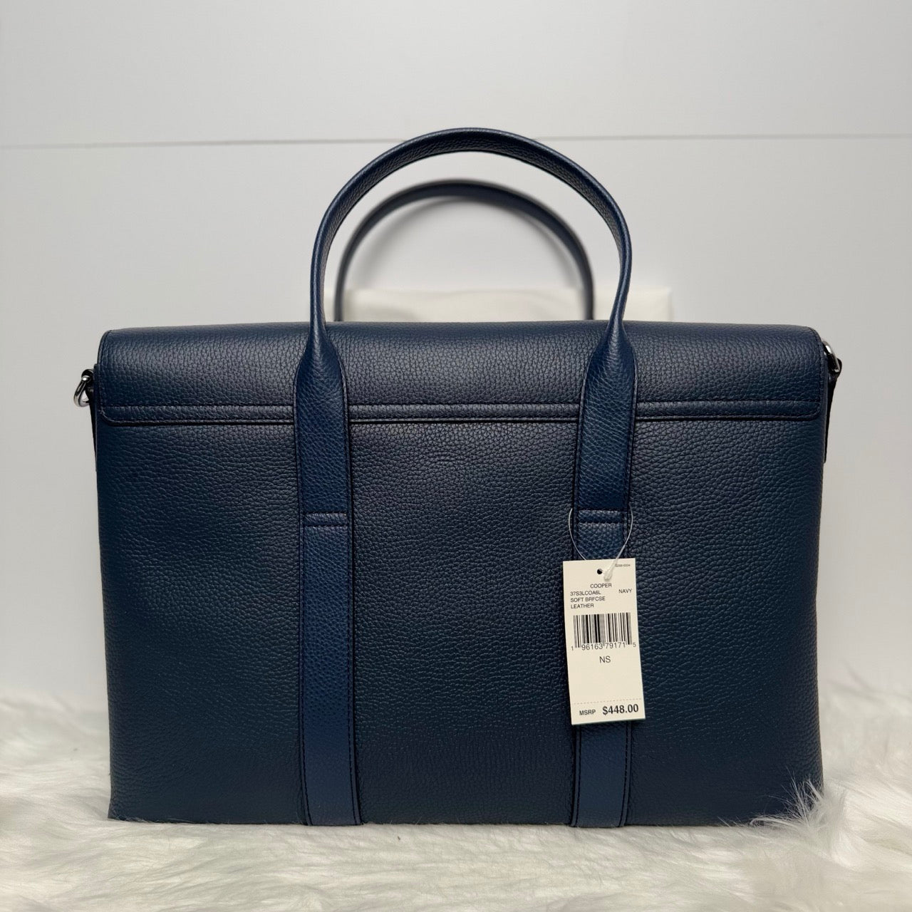 Michael Kors Men Cooper Pebbled Leather Briefcase in Navy (37S3LCOA6L)