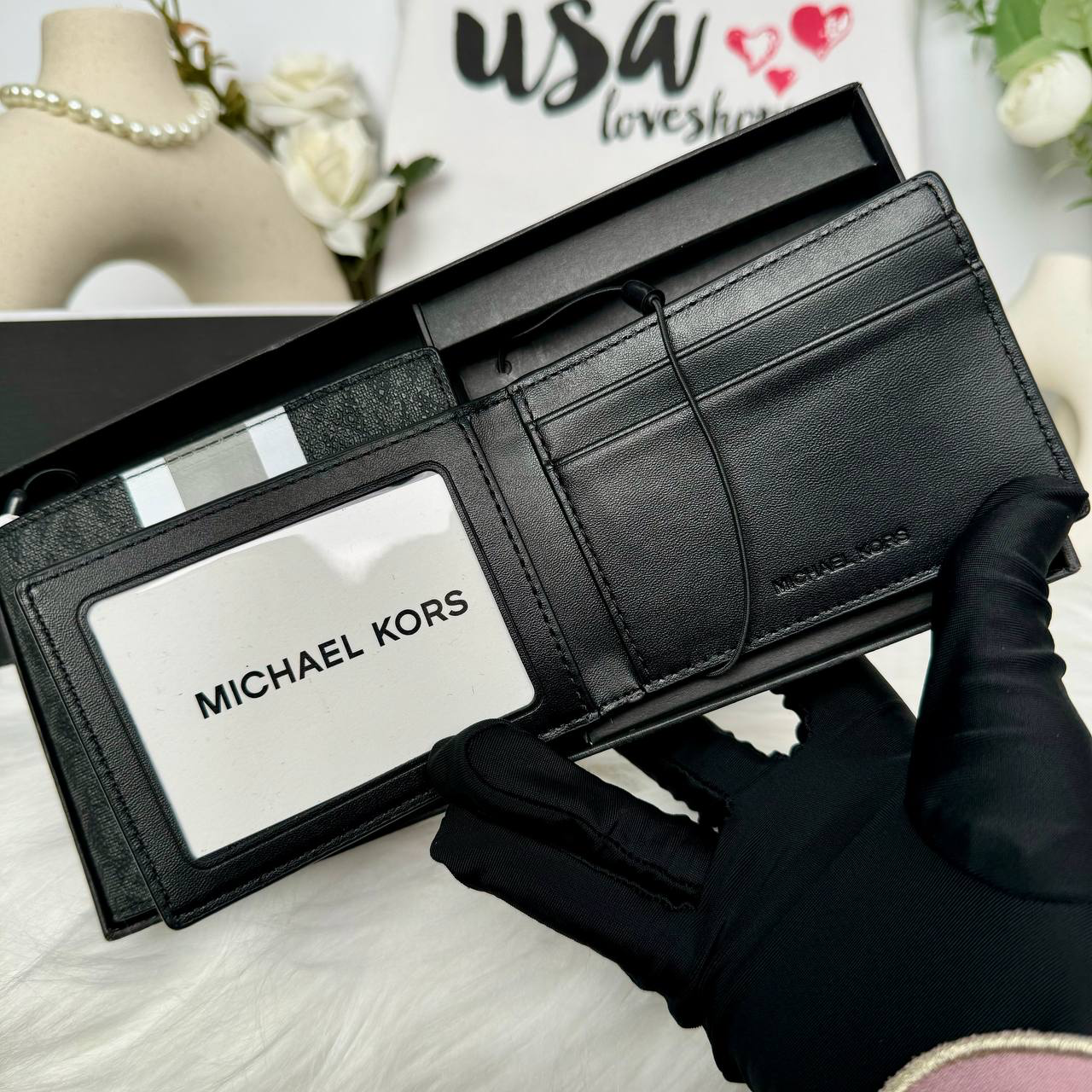 Michael Kors Men Gifting 3 in 1 Wallet Box Set in Signature Black (36H1LGFF1B)