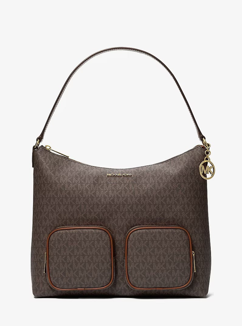 [READY STOCK MY] Michael Kors Merritt Large Cargo Shoulder in Signature Brown (35S6G0WL3B)