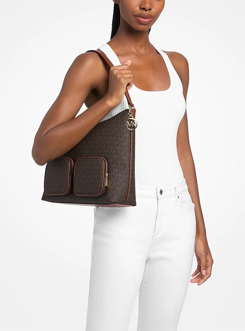 [READY STOCK MY] Michael Kors Merritt Large Cargo Shoulder in Signature Brown (35S6G0WL3B)
