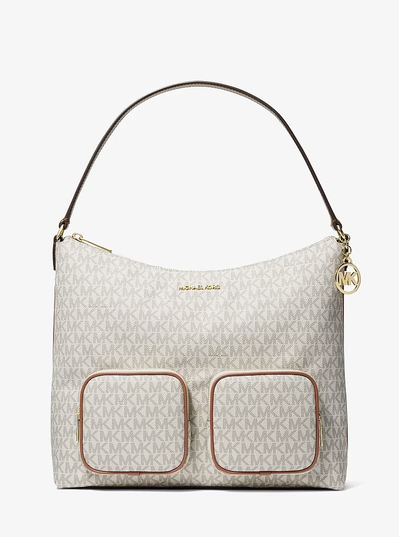 [READY STOCK MY] Michael Kors Merritt Large Cargo Shoulder in Signature Vanilla (35S6G0WL3B)