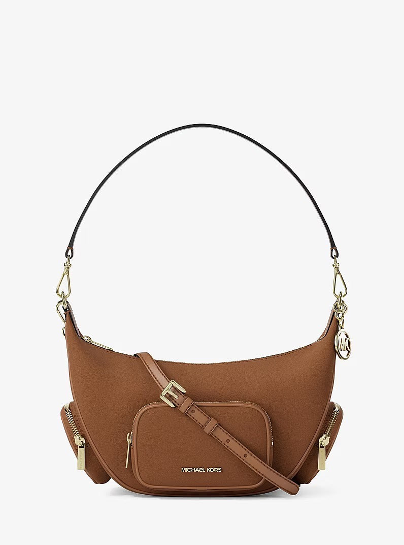 [INCOMING ETA 30 DAYS] Michael Kors Merritt Medium Suede Convertible Shoulder Bag in Luggage (35S6G0WS8S)