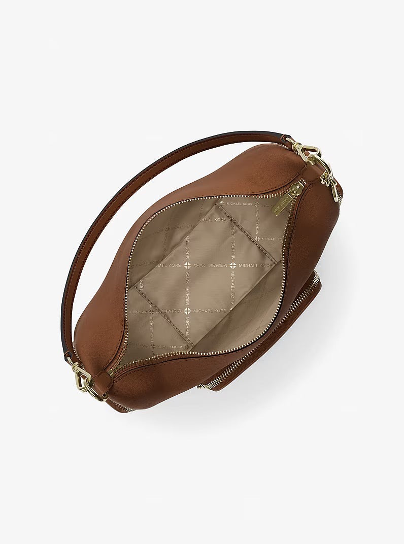 [INCOMING ETA 30 DAYS] Michael Kors Merritt Medium Suede Convertible Shoulder Bag in Luggage (35S6G0WS8S)