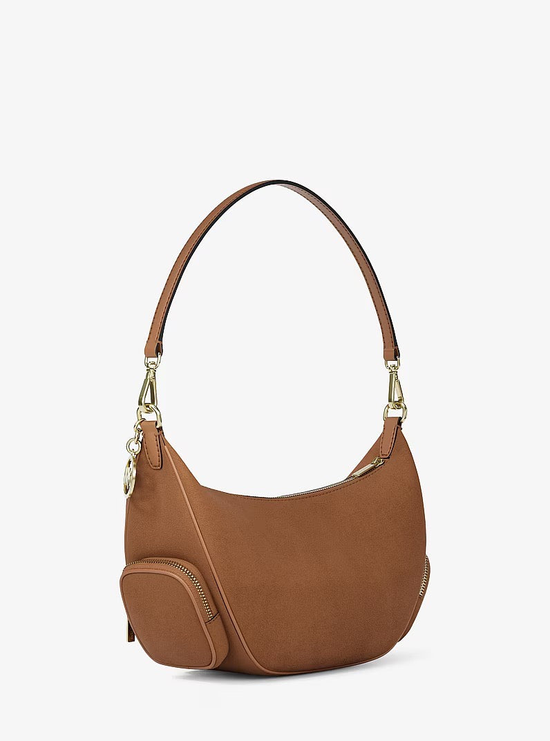 [INCOMING ETA 30 DAYS] Michael Kors Merritt Medium Suede Convertible Shoulder Bag in Luggage (35S6G0WS8S)