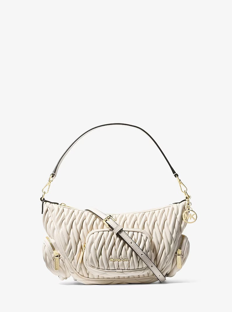[READY STOCK MY] Michael Kors Merritt Small Convertible Pocket Crossbody in Light Cream (35S6G0WC1Y)