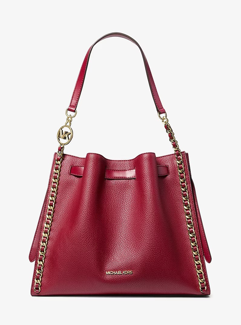 [READY STOCK MY] Michael Kors Mina Large Belt Chain Shoulder Bag in Cherry (35H3G4ML3I)