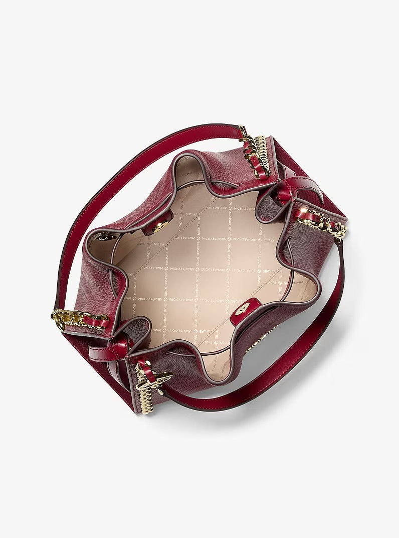 [READY STOCK MY] Michael Kors Mina Large Belt Chain Shoulder Bag in Cherry (35H3G4ML3I)