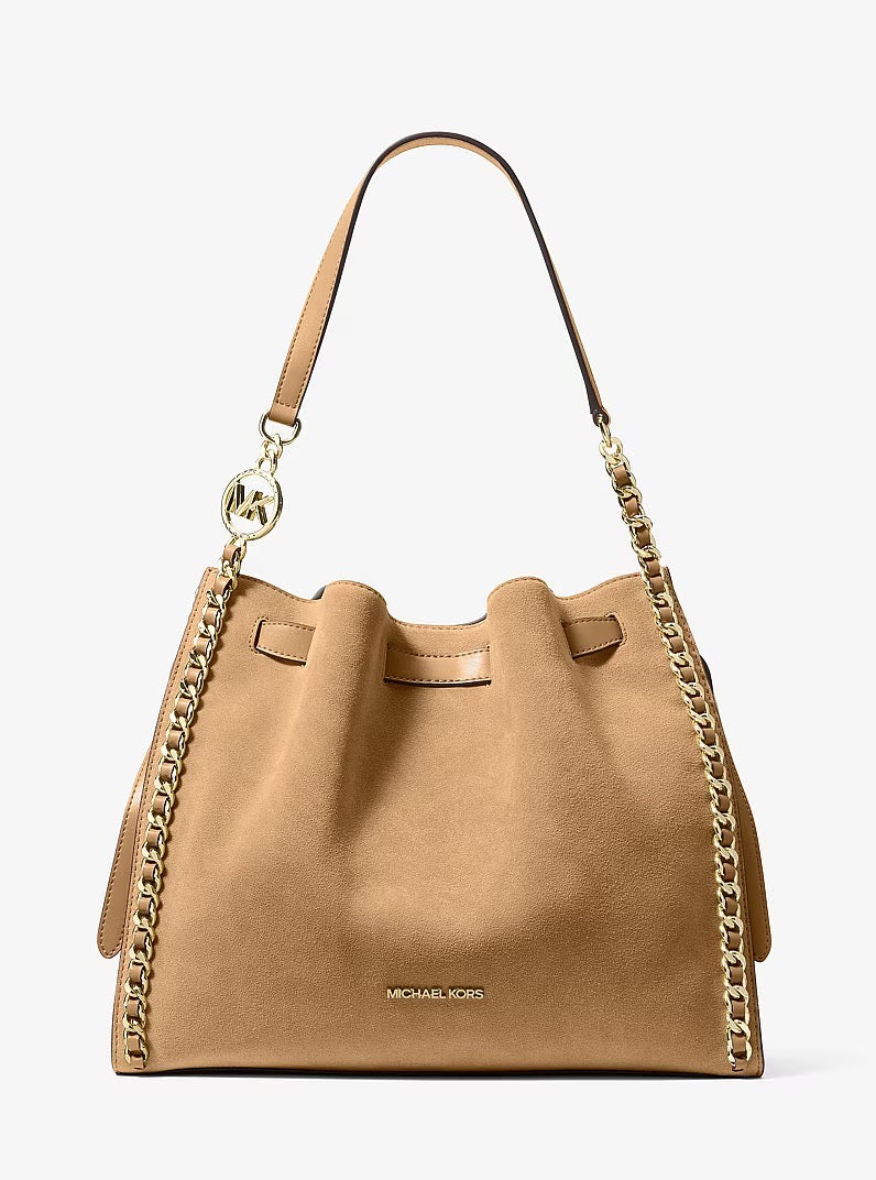 [INCOMING ETA 30 DAYS] Michael Kors Mina Large Suede Chain Shoulder Bag in Camel (35F4G4ML3S)