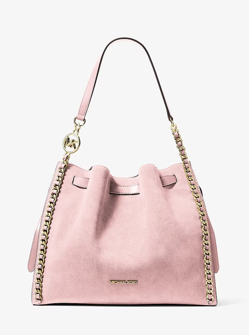 [INCOMING ETA 30 DAYS] Michael Kors Mina Large Suede Chain Shoulder Bag in Powder Blush (35F4G4ML3S)