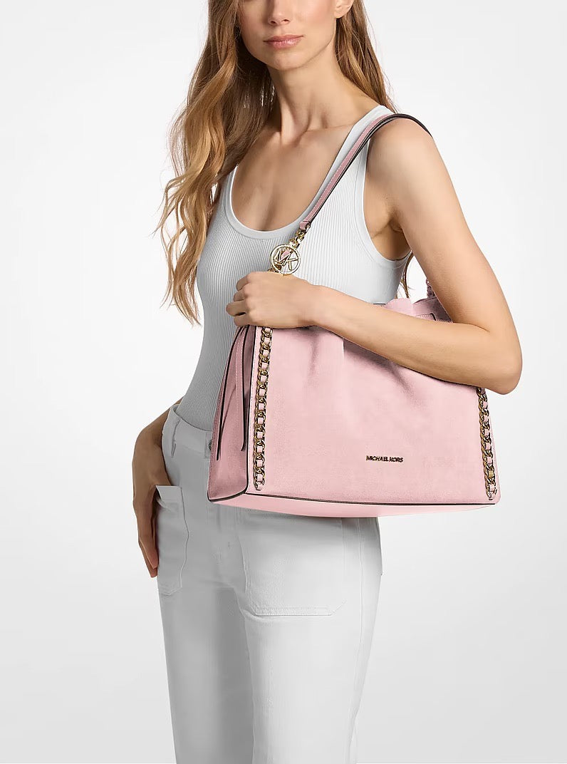 [INCOMING ETA 30 DAYS] Michael Kors Mina Large Suede Chain Shoulder Bag in Powder Blush (35F4G4ML3S)