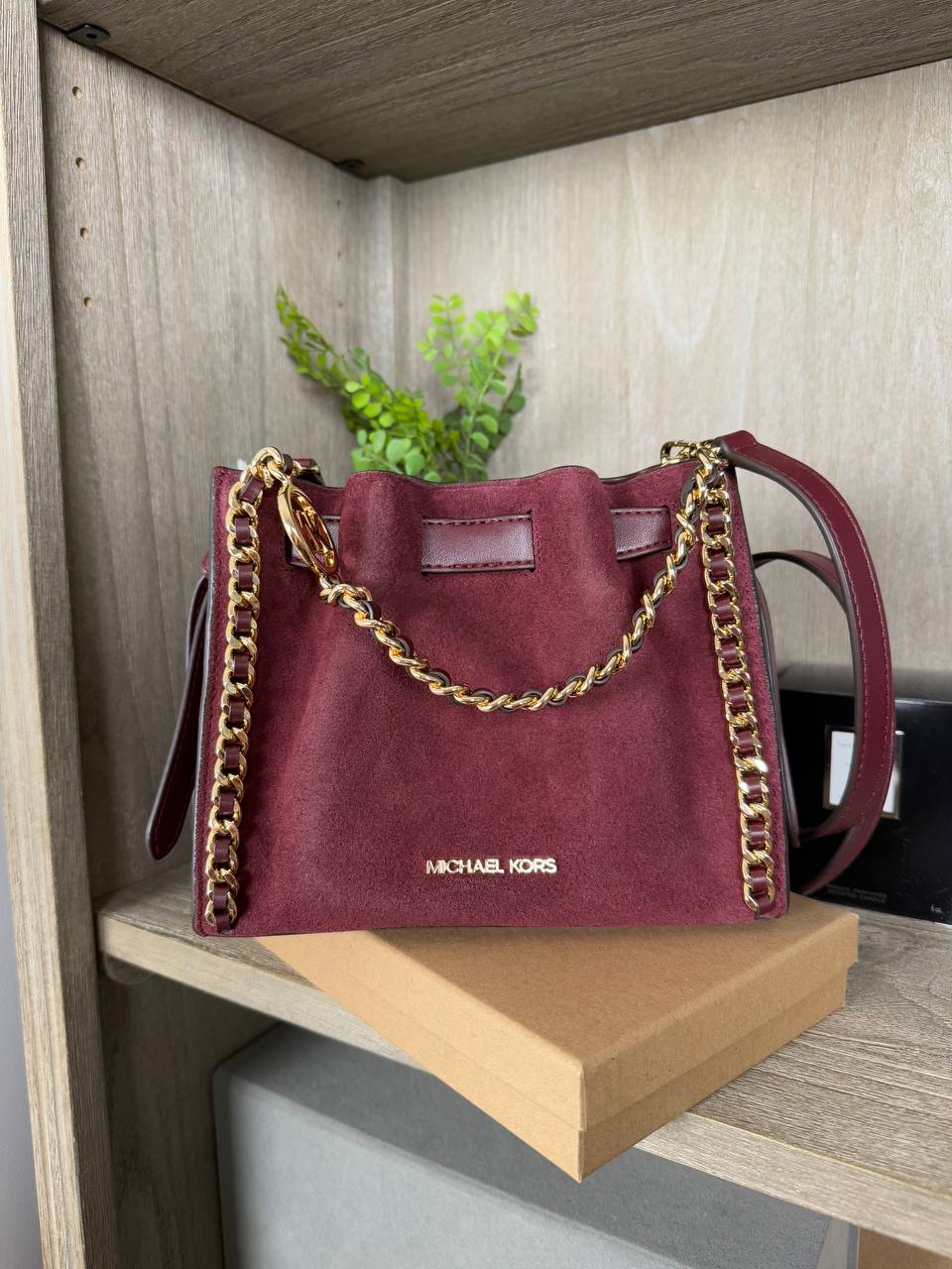 [INCOMING ETA 30 DAYS] Michael Kors Mina Small Chain Crossbody in Oxblood (35F4G4MC1S)