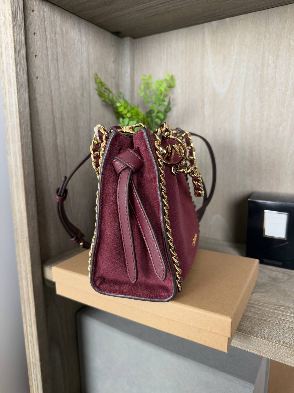 [INCOMING ETA 30 DAYS] Michael Kors Mina Small Chain Crossbody in Oxblood (35F4G4MC1S)