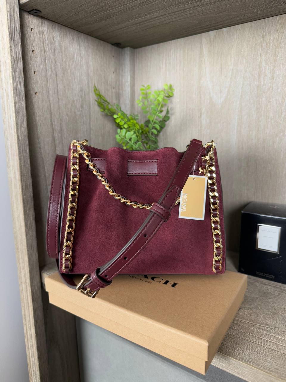 [INCOMING ETA 30 DAYS] Michael Kors Mina Small Chain Crossbody in Oxblood (35F4G4MC1S)