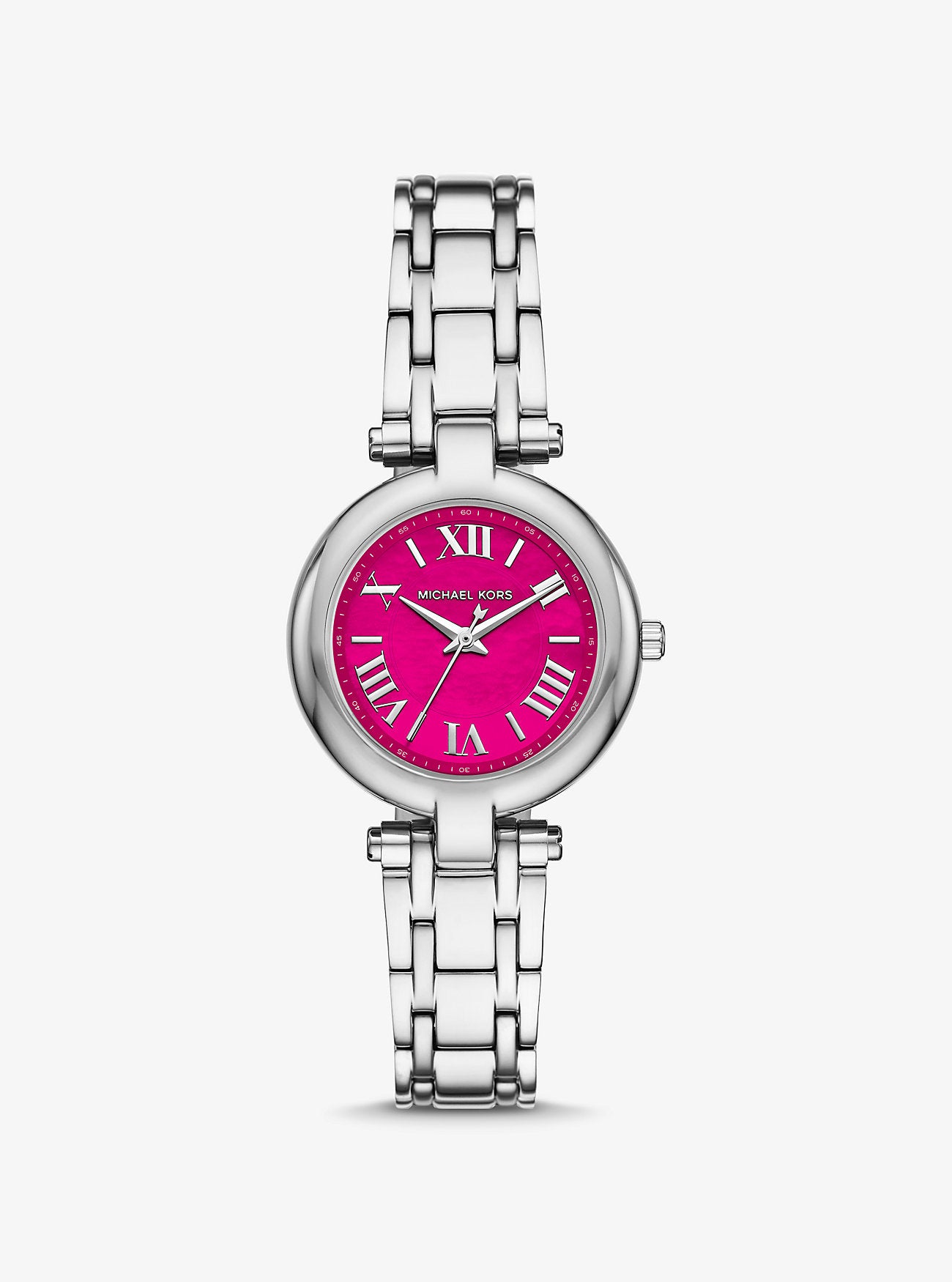 [READY STOCK MY] Michael Kors Mini Laney Silver-Tone Watch in Dragon Fruit (MKO1127)