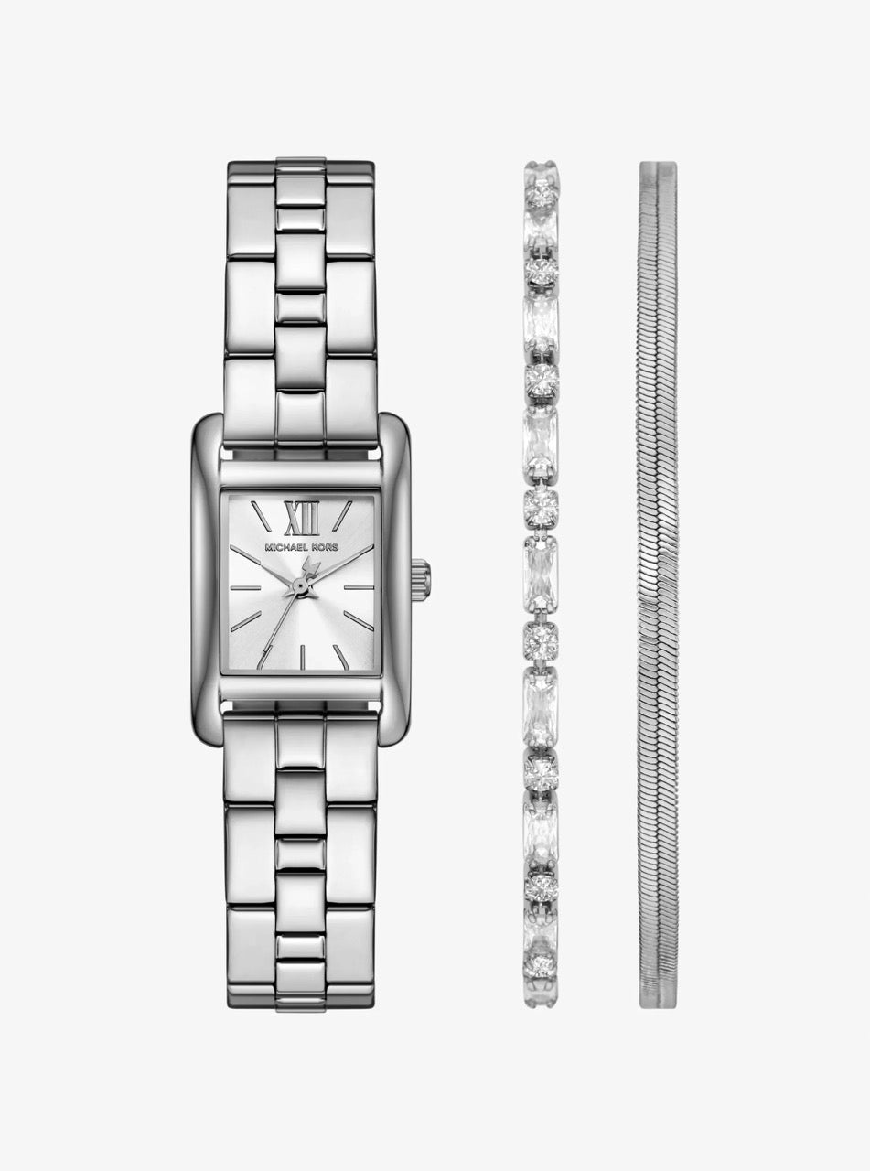 [WEB EXCLUSIVE][INCOMING ETA 30 DAYS] Michael Kors Mini Monroe Silver-Tone Watch and Jewelry Gift Set Silver (MKO9021SET)