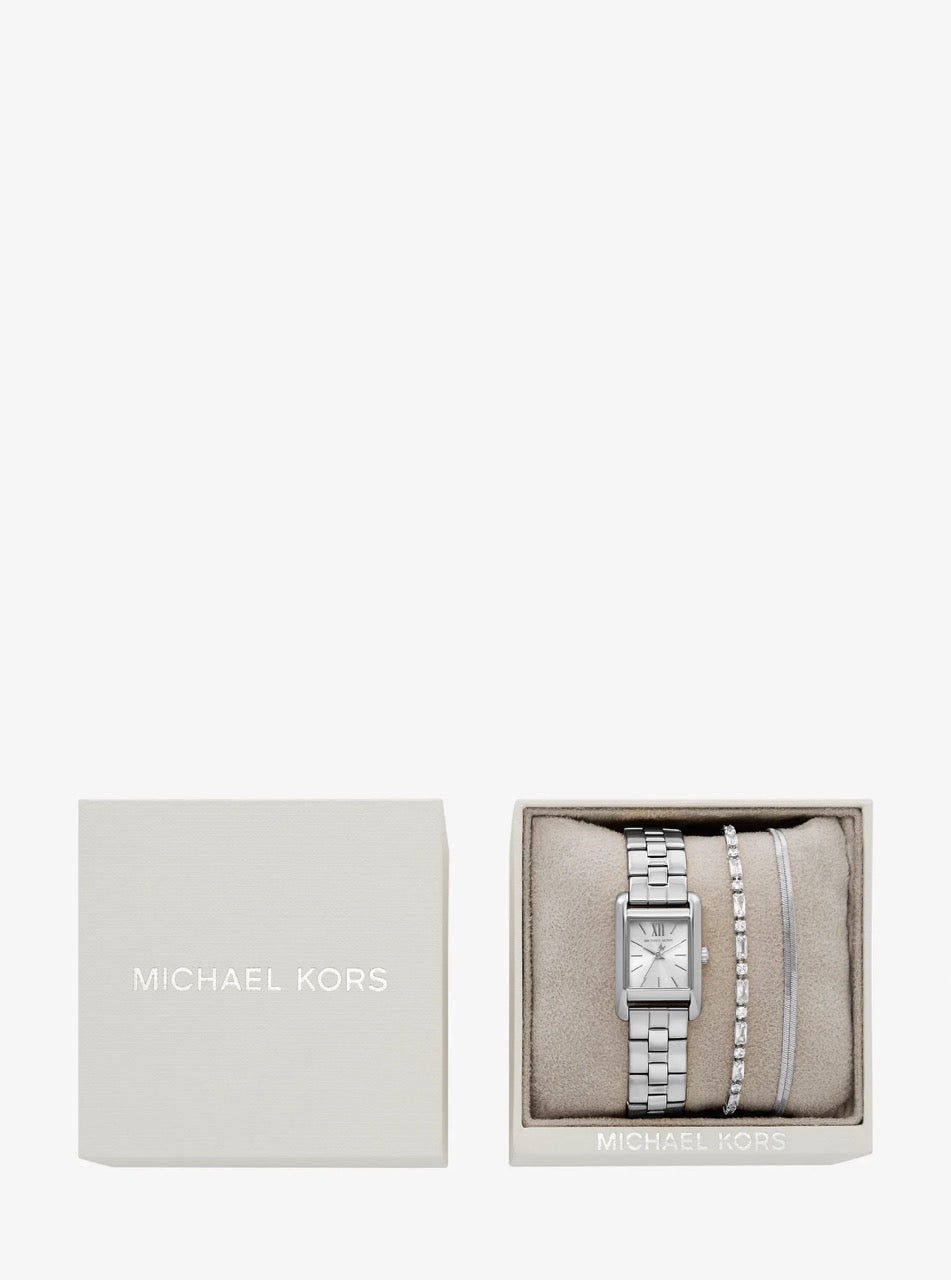 [WEB EXCLUSIVE][INCOMING ETA 30 DAYS] Michael Kors Mini Monroe Silver-Tone Watch and Jewelry Gift Set Silver (MKO9021SET)