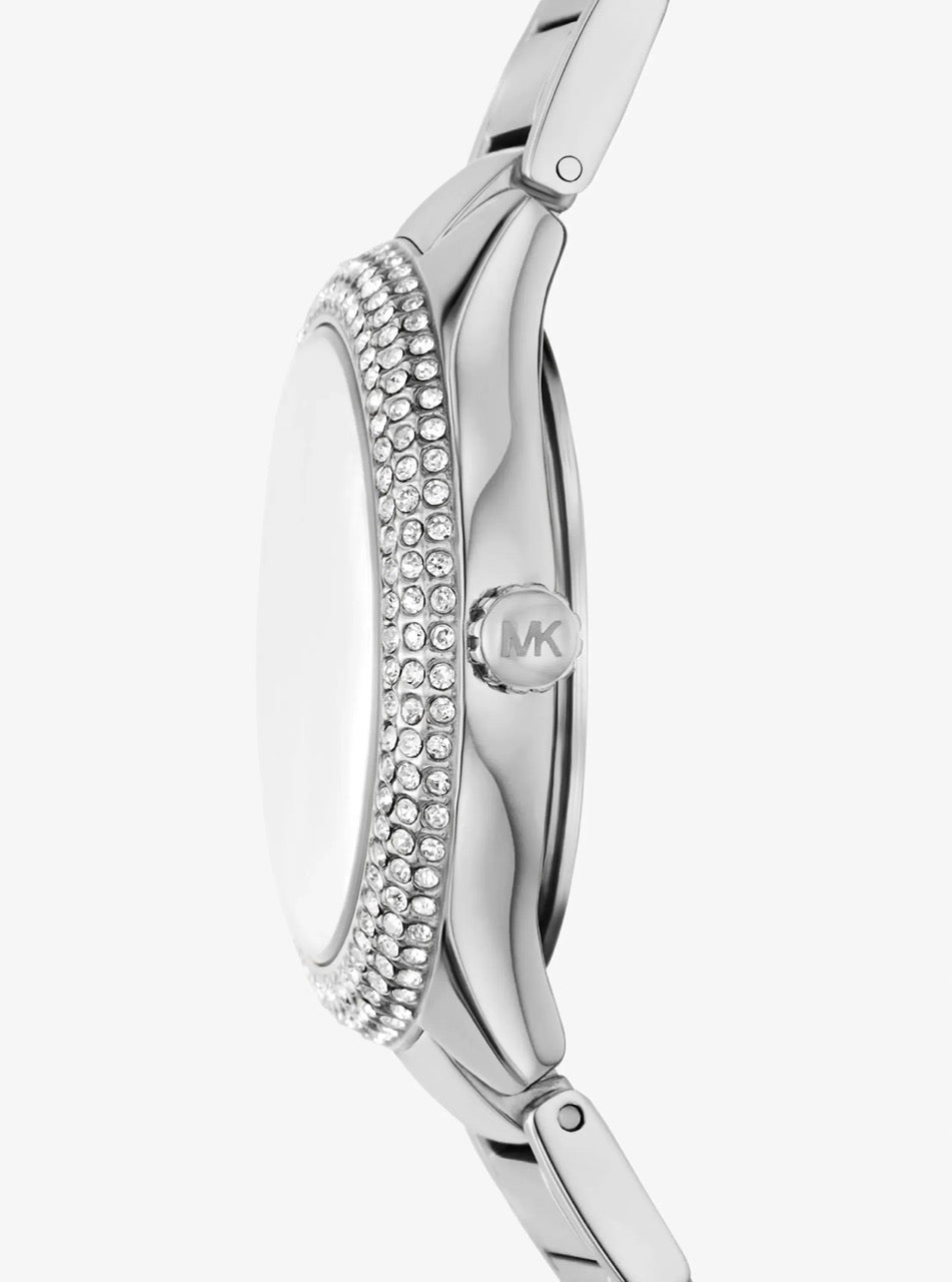 [WEB EXCLUSIVE][INCOMING ETA 30 DAYS] Michael Kors Mini Sylvia watch and bracelet gift set with silver-tone inlays Silver (MKO9019SET)