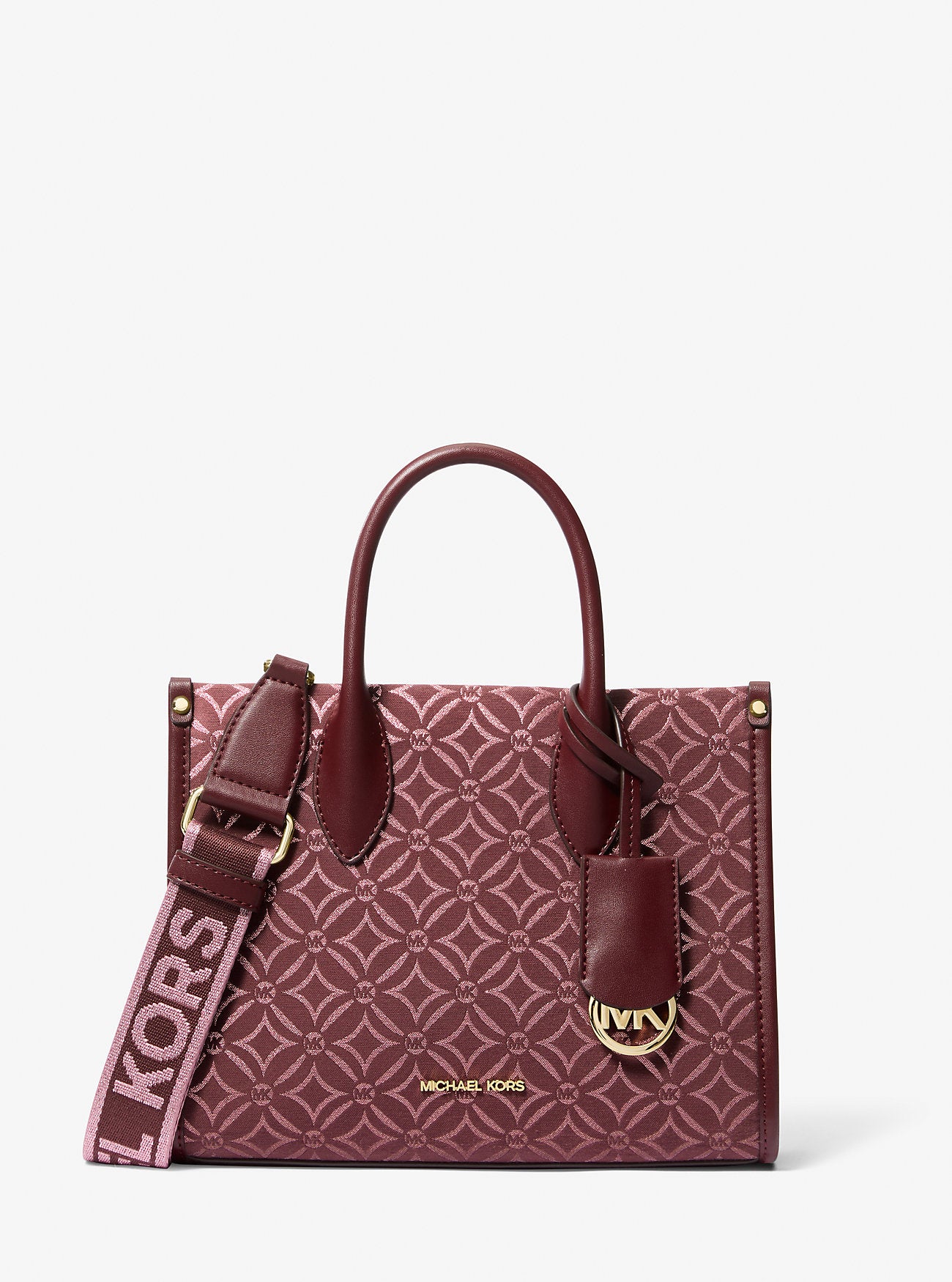 [INCOMING ETA 30 DAYS] Michael Kors Mirella Small Metallic Logo Jacquard Crossbody Bag in Oxblood Multi (35F4G7ZC5J)