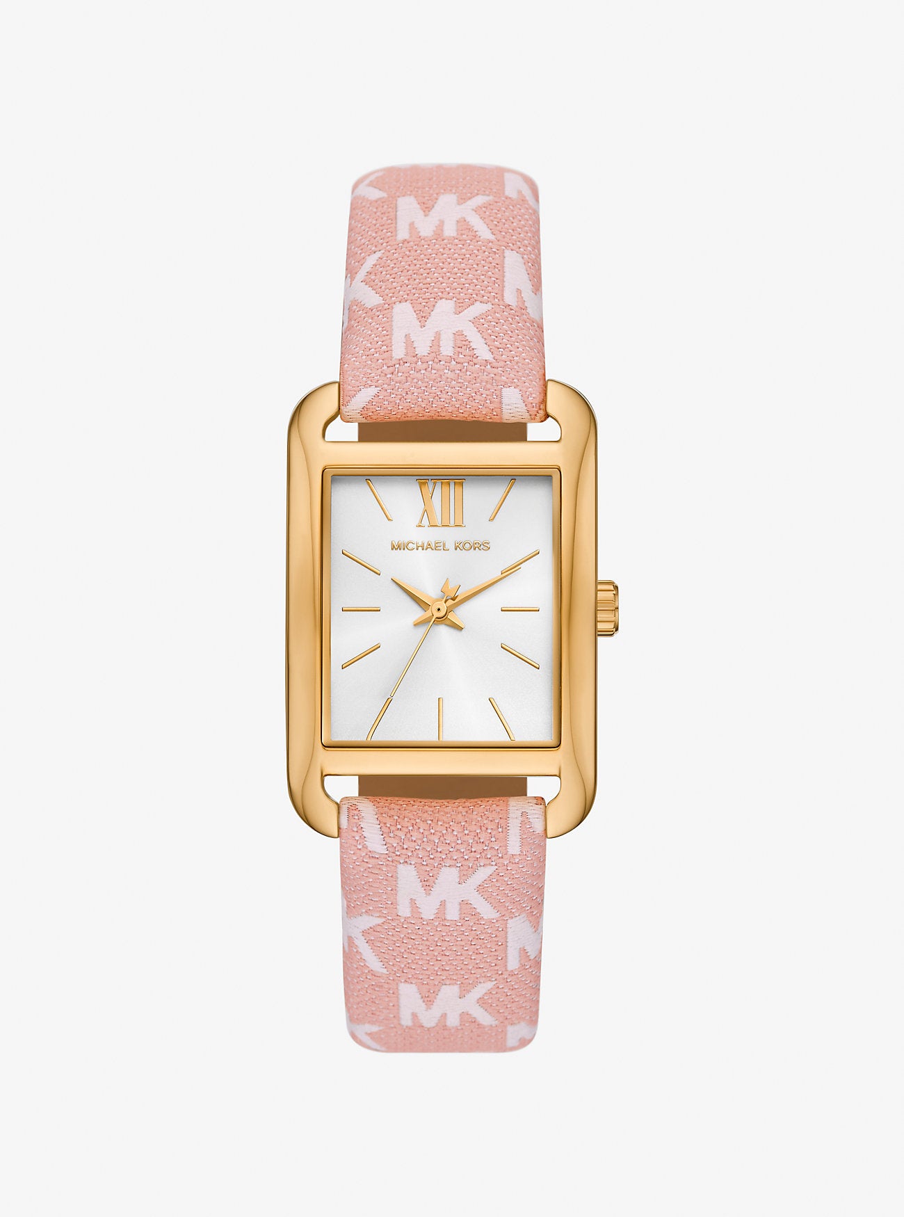 [READY STOCK MY] Michael Kors Monroe Gold-Tone and Logo Jacquard Watch in Blush (MKO1151)