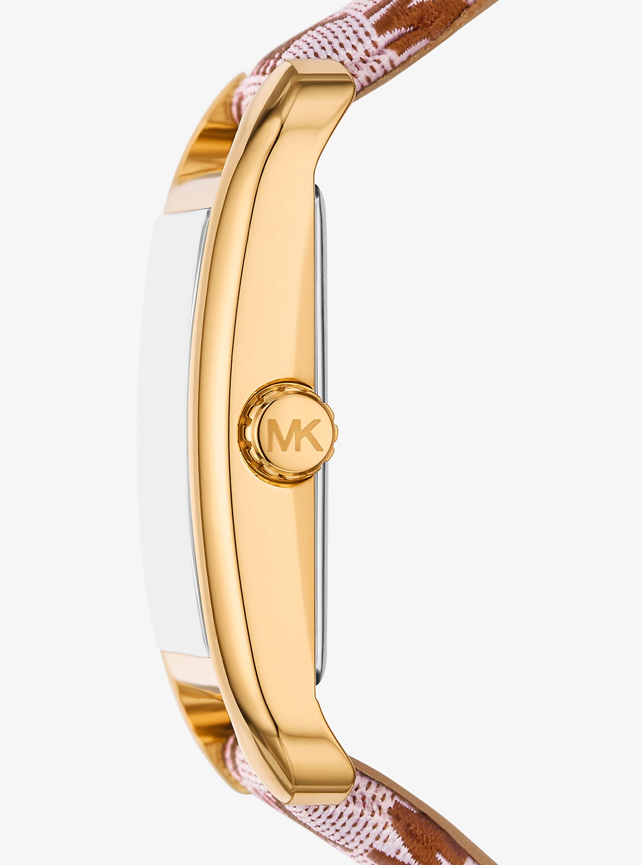 [READY STOCK MY] Michael Kors Monroe Gold-Tone and Logo Jacquard Watch in Luggage (MKO1150)