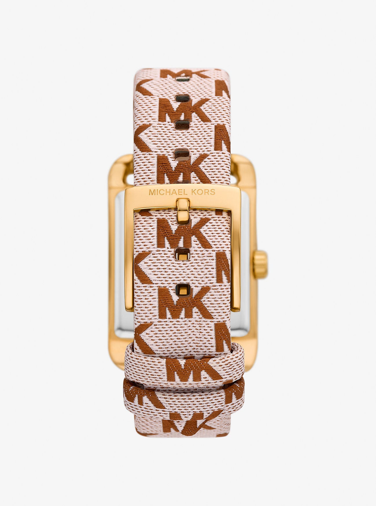 [READY STOCK MY] Michael Kors Monroe Gold-Tone and Logo Jacquard Watch in Luggage (MKO1150)
