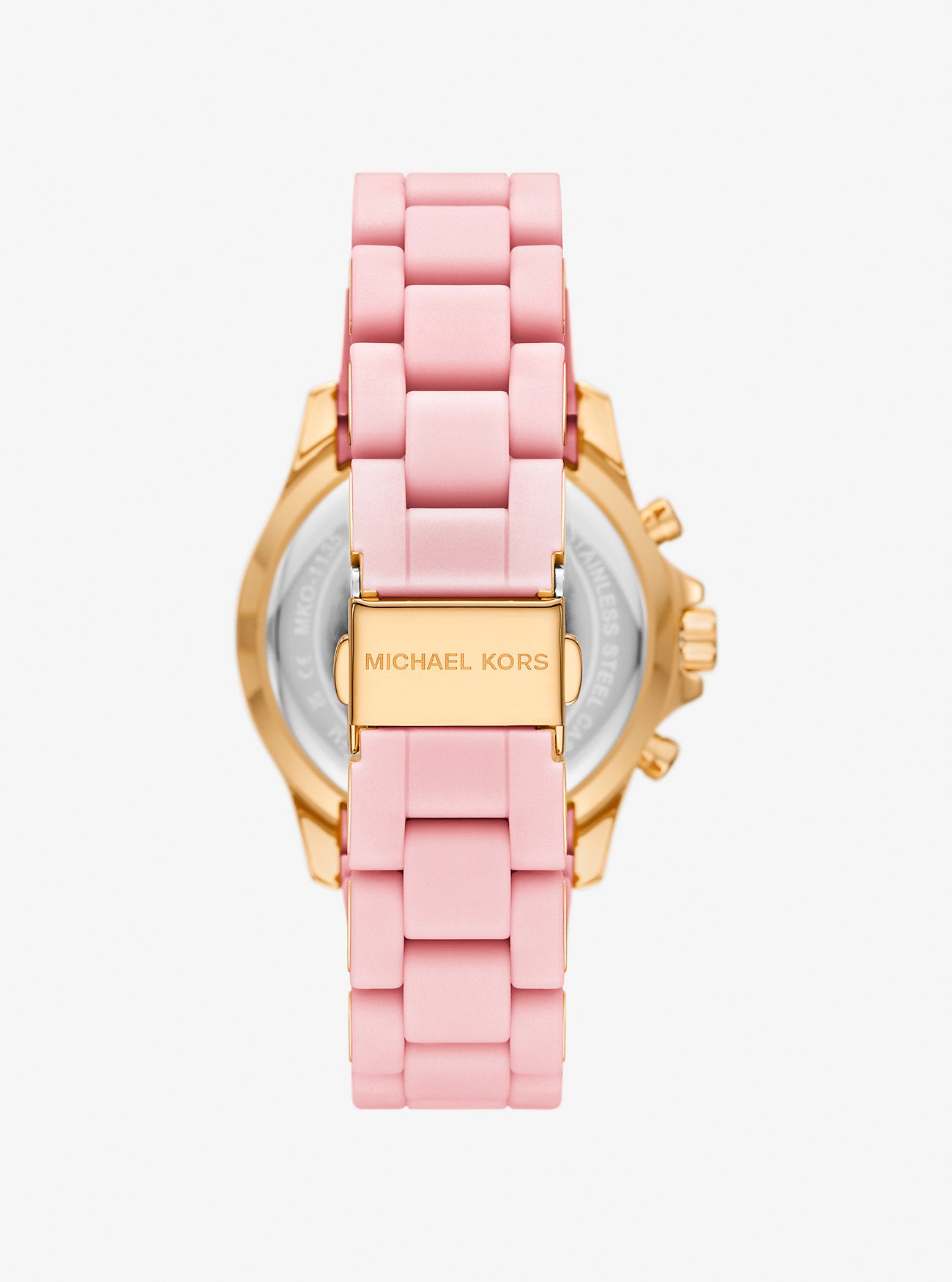 [READY STOCK MY] Michael Kors Oversized Everest Pavé Gold-Tone and Silicone Watch in Blush (MKO1134)