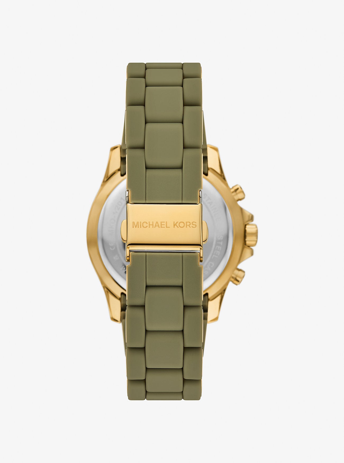 [READY STOCK MY] Michael Kors Oversized Everest Pavé Gold-Tone and Silicone Watch in Thyme (MKO1201)