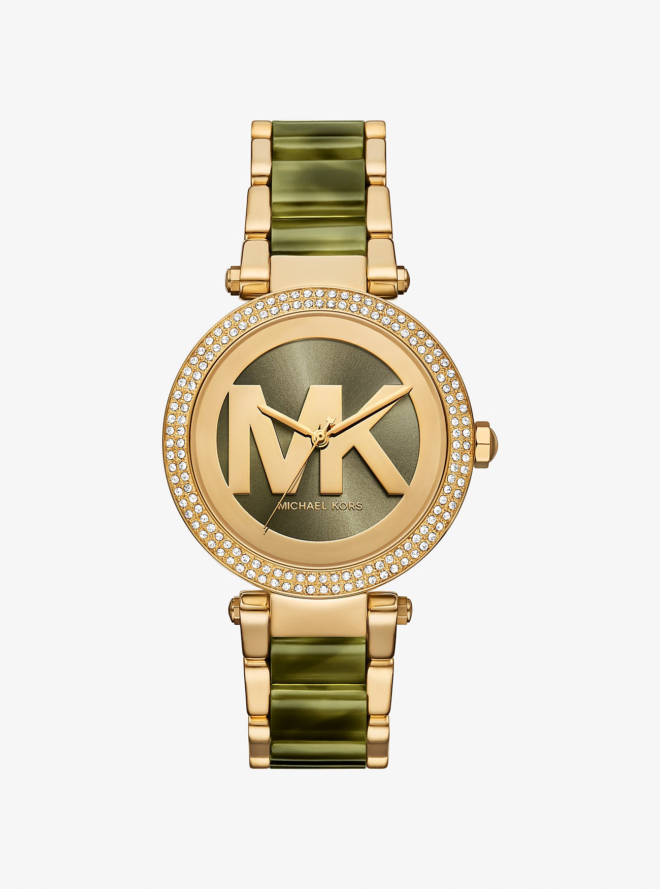 [READY STOCK MY] Michael Kors Parker Pavé Gold-Tone Acetate Watch in Thyme (MKO1200)