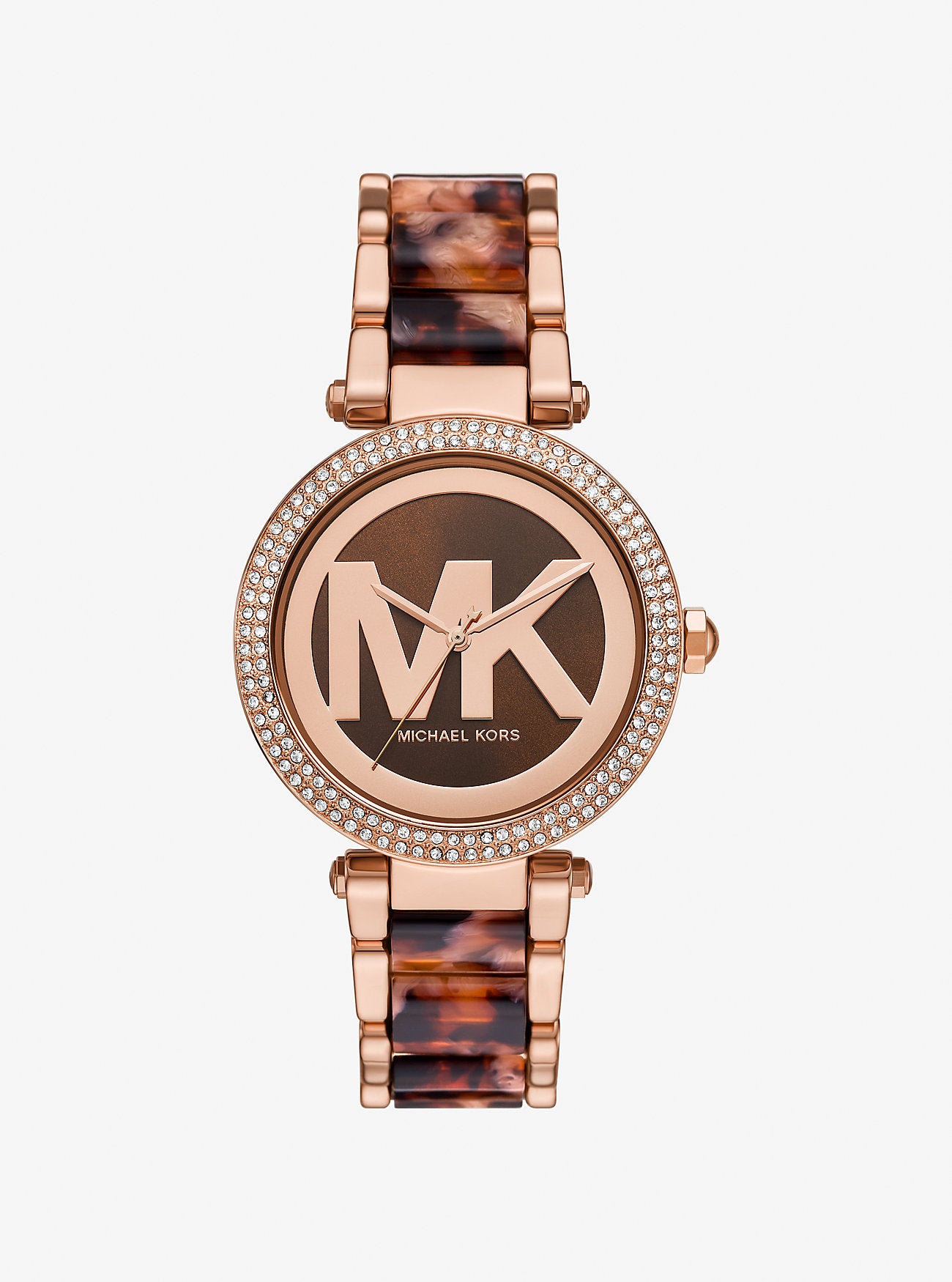 [READY STOCK MY] Michael Kors Parker Pavé Rose Gold-Tone and Acetate Watch in Oxblood (MKO1094)