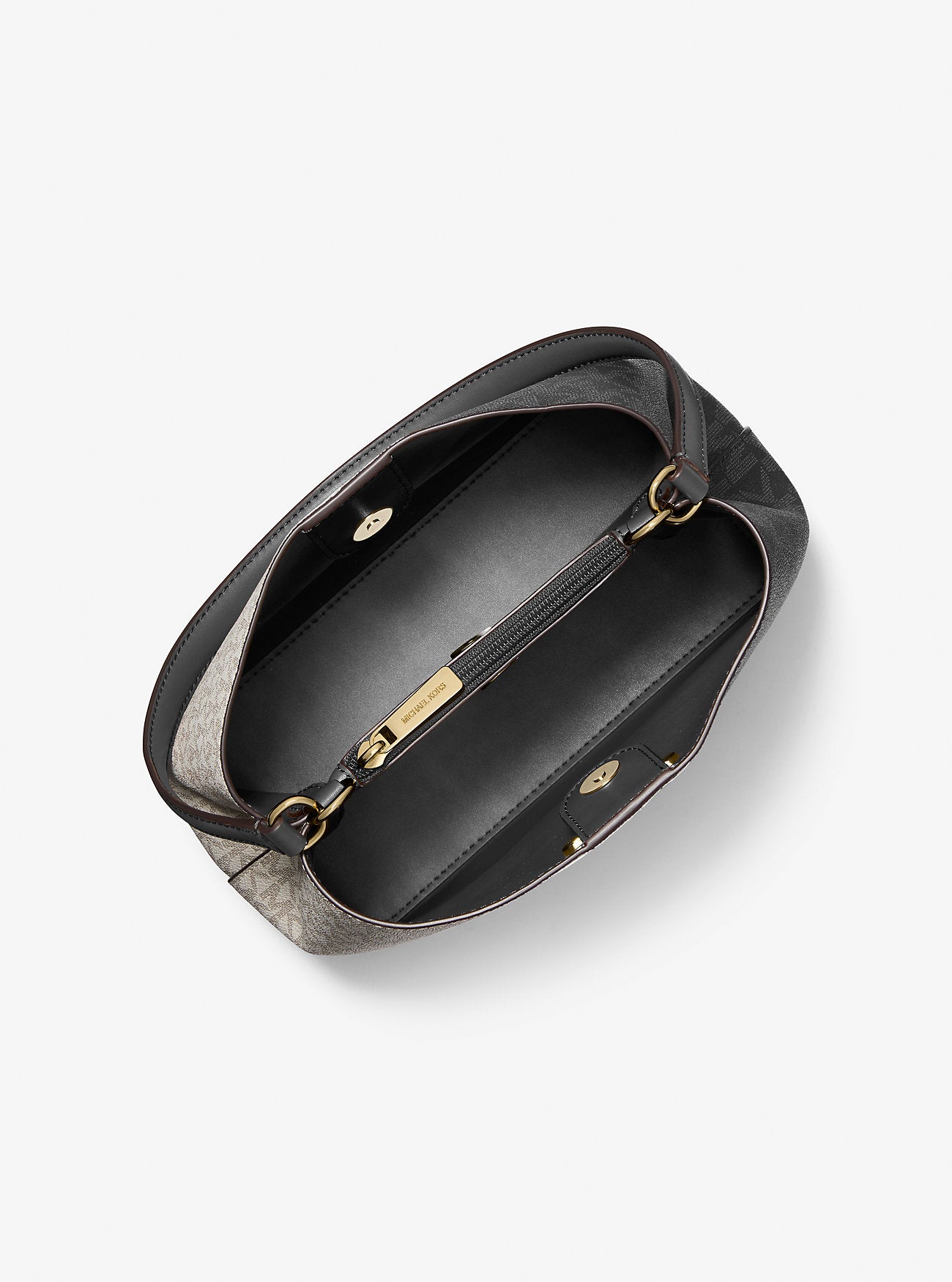 [INCOMING ETA 30 DAYS] Michael Kors Pratt Medium Two-Tone Signature Logo Shoulder Bag in Black Combo (35F5G3FS6V)