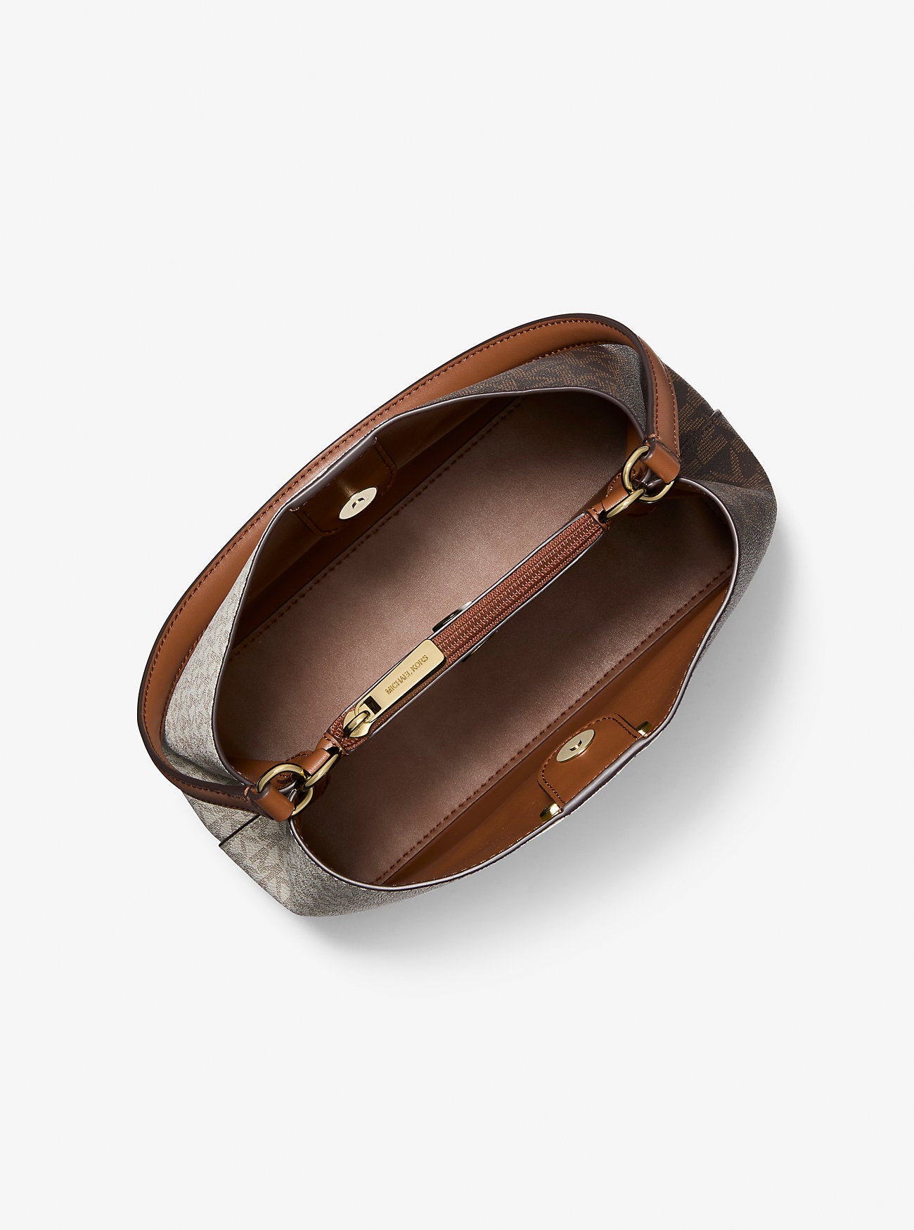 [INCOMING ETA 30 DAYS] Michael Kors Pratt Medium Two-Tone Signature Logo Shoulder Bag in Brown Multi (35F5G3FS6V)
