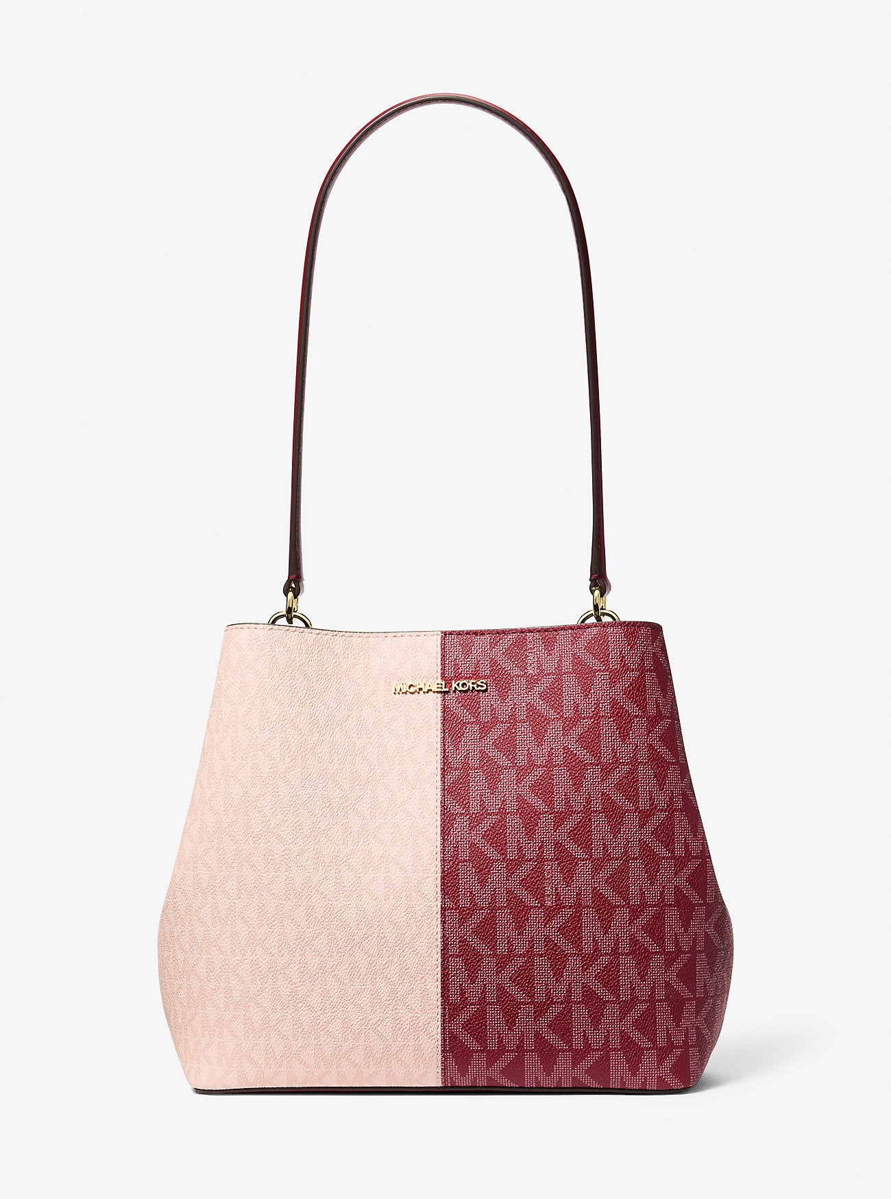 [INCOMING ETA 30 DAYS] Michael Kors Pratt Medium Two-Tone Signature Logo Shoulder Bag in Cherry Multi (35F5G3FS6V)