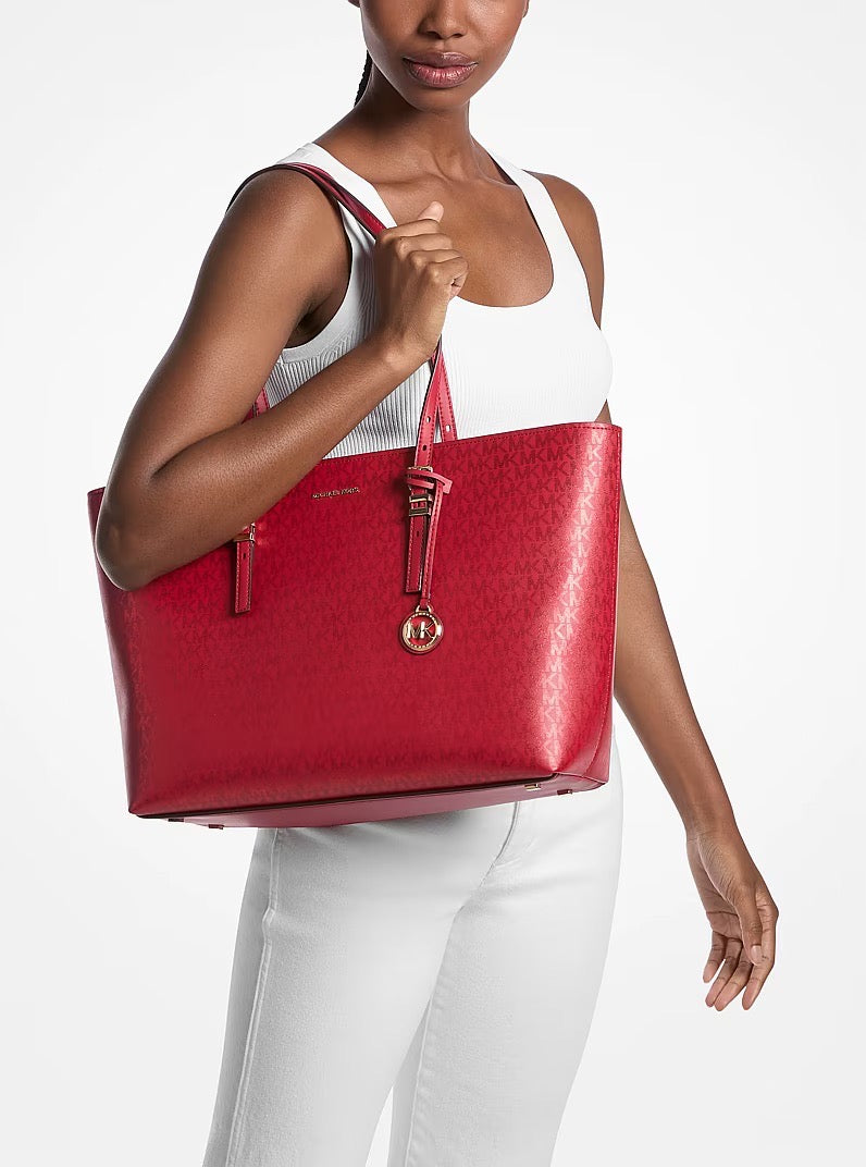 [READY STOCK MY] Michael Kors Quinn Large East West TZ Tote in Crimson (30F5GQNT9R)