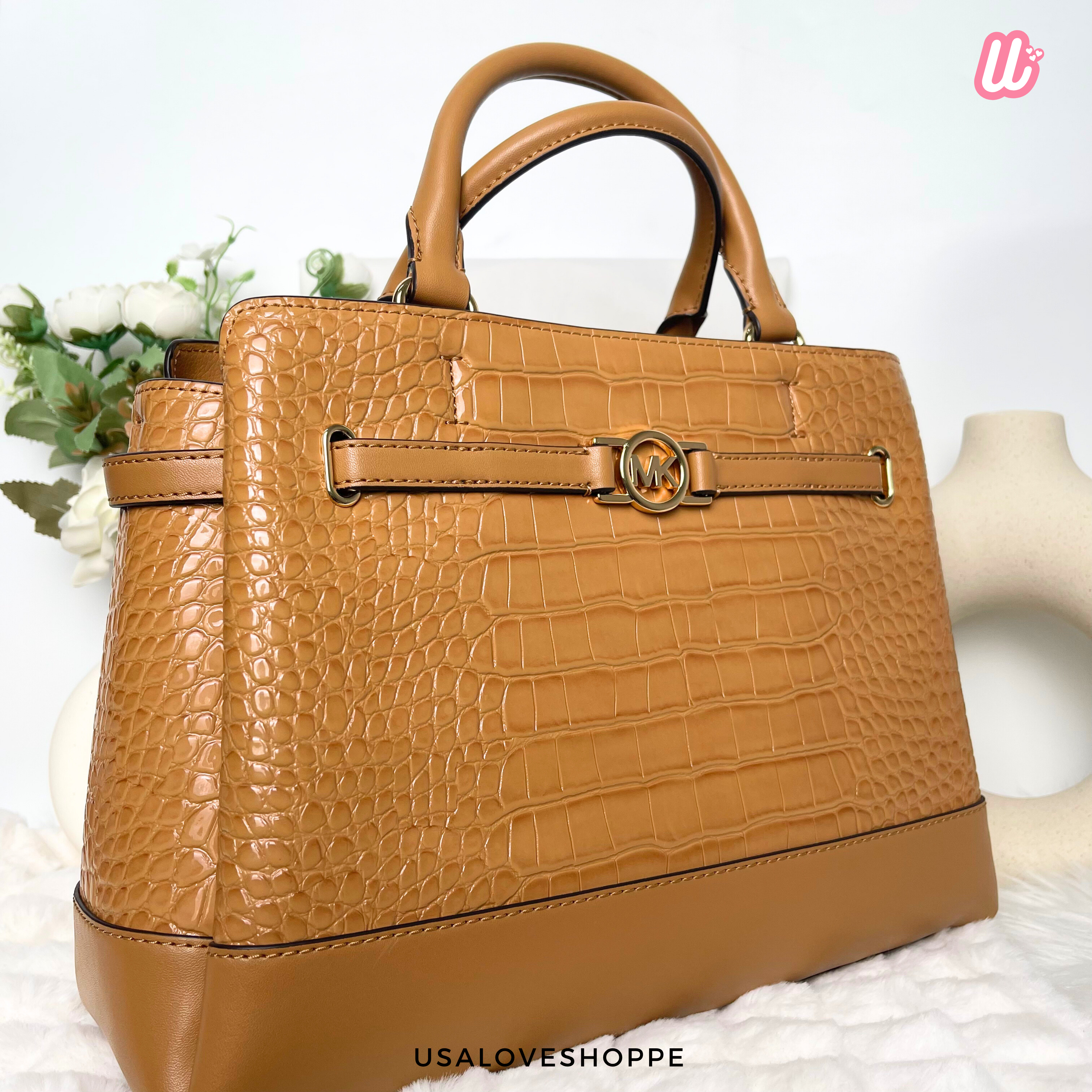 [READY STOCK MY] Michael Kors Reed Large CZ Belted Satchel in Deer (35F4G6RS3A)