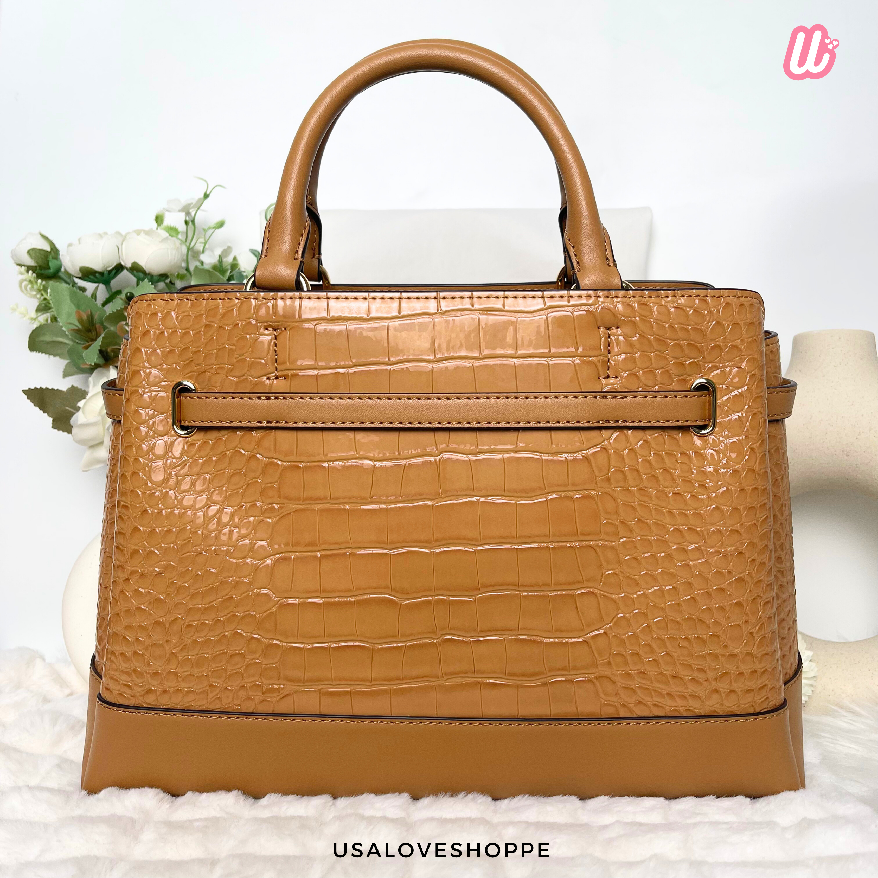 [READY STOCK MY] Michael Kors Reed Large CZ Belted Satchel in Deer (35F4G6RS3A)