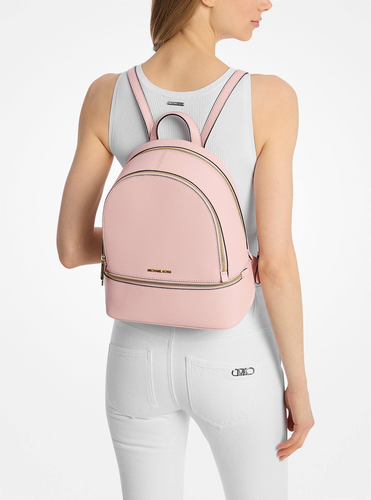 [READY STOCK MY] Michael Kors Rhea Medium Zip Backpack in Powder Blush (35S5GRAB2L)