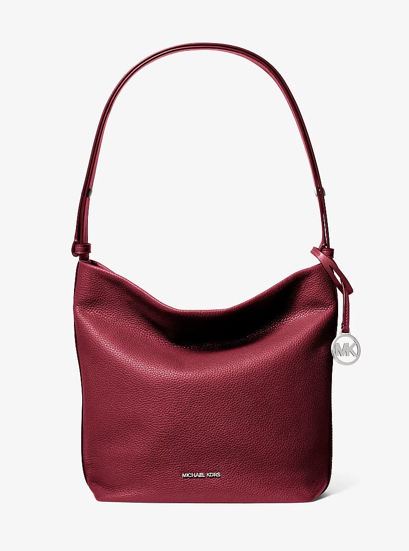 [INCOMING ETA 30 DAYS] Michael Kors Roey Medium Pebbled Leather Bucket Messenger Bag in Maroon (35F6S7RM8L)