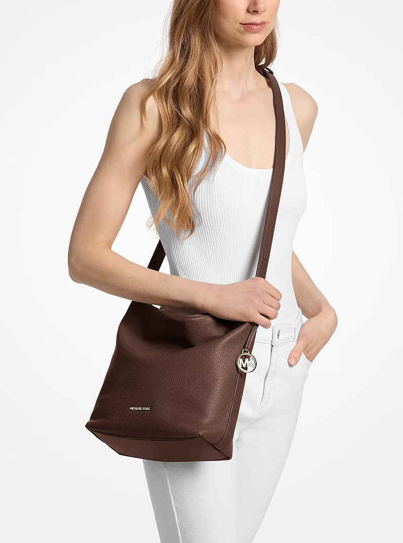 [INCOMING ETA 30 DAYS] Michael Kors Roey Medium Pebbled Leather Bucket Messenger Bag in Nutmeg (35F6G7RM8L)