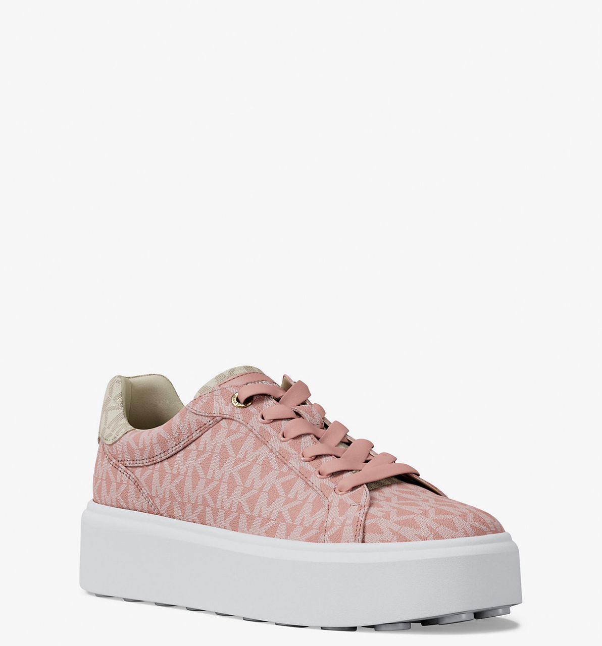 [INCOMING ETA 30 DAYS] Michael Kors Romey Metallic Two-Tone Signature Logo Platform Sneaker in Powder Blush (FK)(49F4RMFS1B)