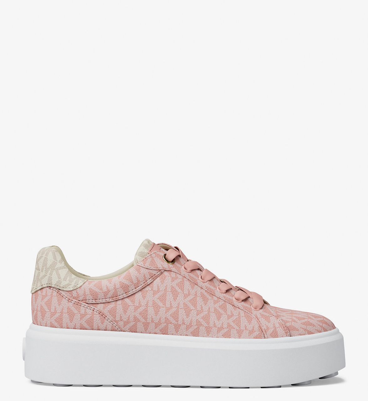 [INCOMING ETA 30 DAYS] Michael Kors Romey Metallic Two-Tone Signature Logo Platform Sneaker in Powder Blush (FK)(49F4RMFS1B)