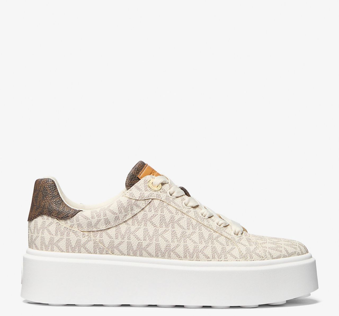 [INCOMING ETA 30 DAYS] Michael Kors Romey Metallic Two-Tone Signature Logo Platform Sneaker in Vanilla (FK)(49F4RMFS1B)